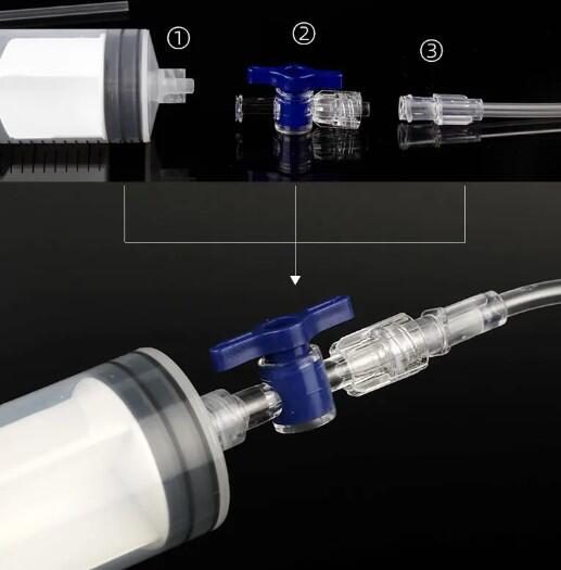 Kit injecteur de liquide préventif tubeless avec seringue de 60 ml et bouchons 4/4