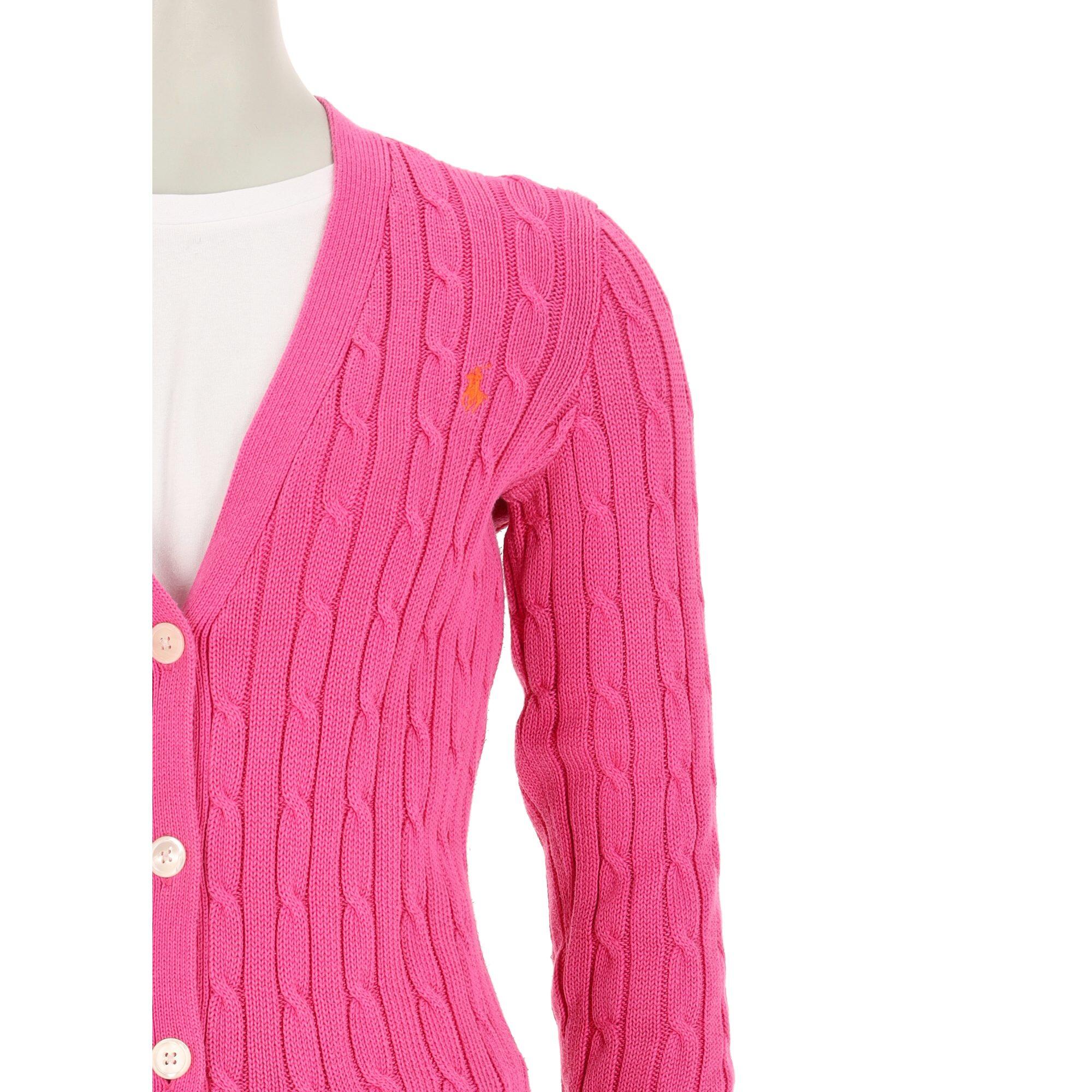Segunda vida - Cardigan trançado feminino rosa Polo Ralph Lauren - Como novo 6/7