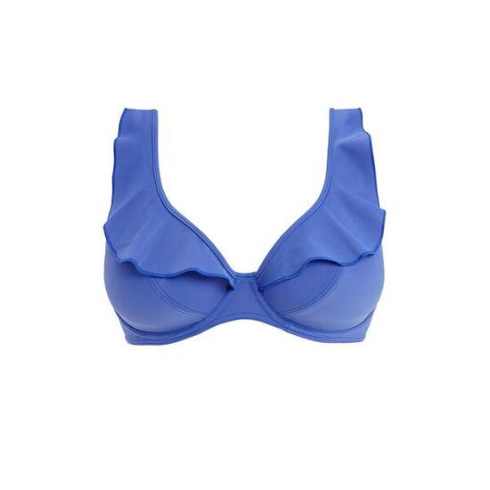 Top de bikini a rayas Jewel Cove con aros