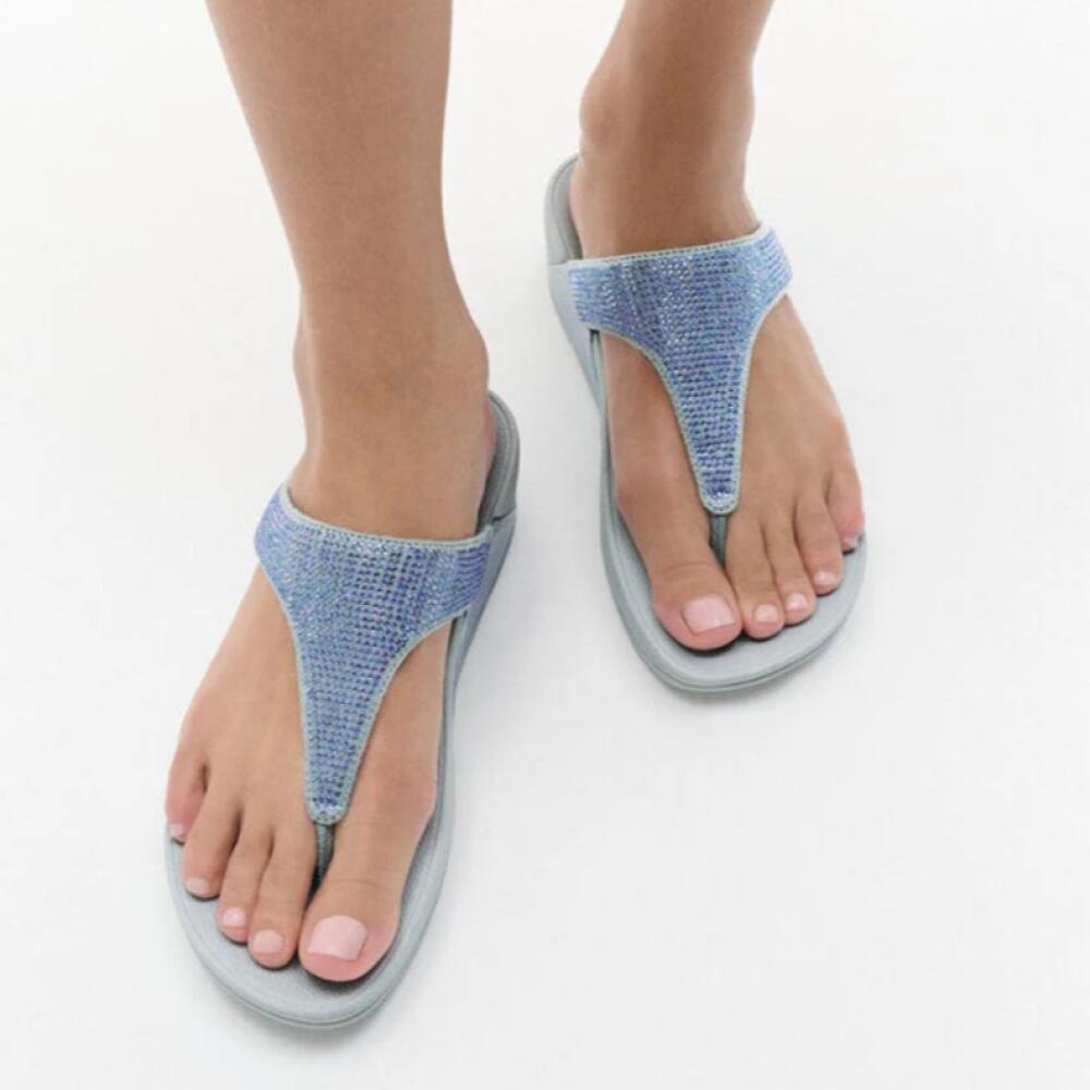 Chancla Ergonomica Mujer Fitflop Lulu Crystal Embellished  Azul 2/7