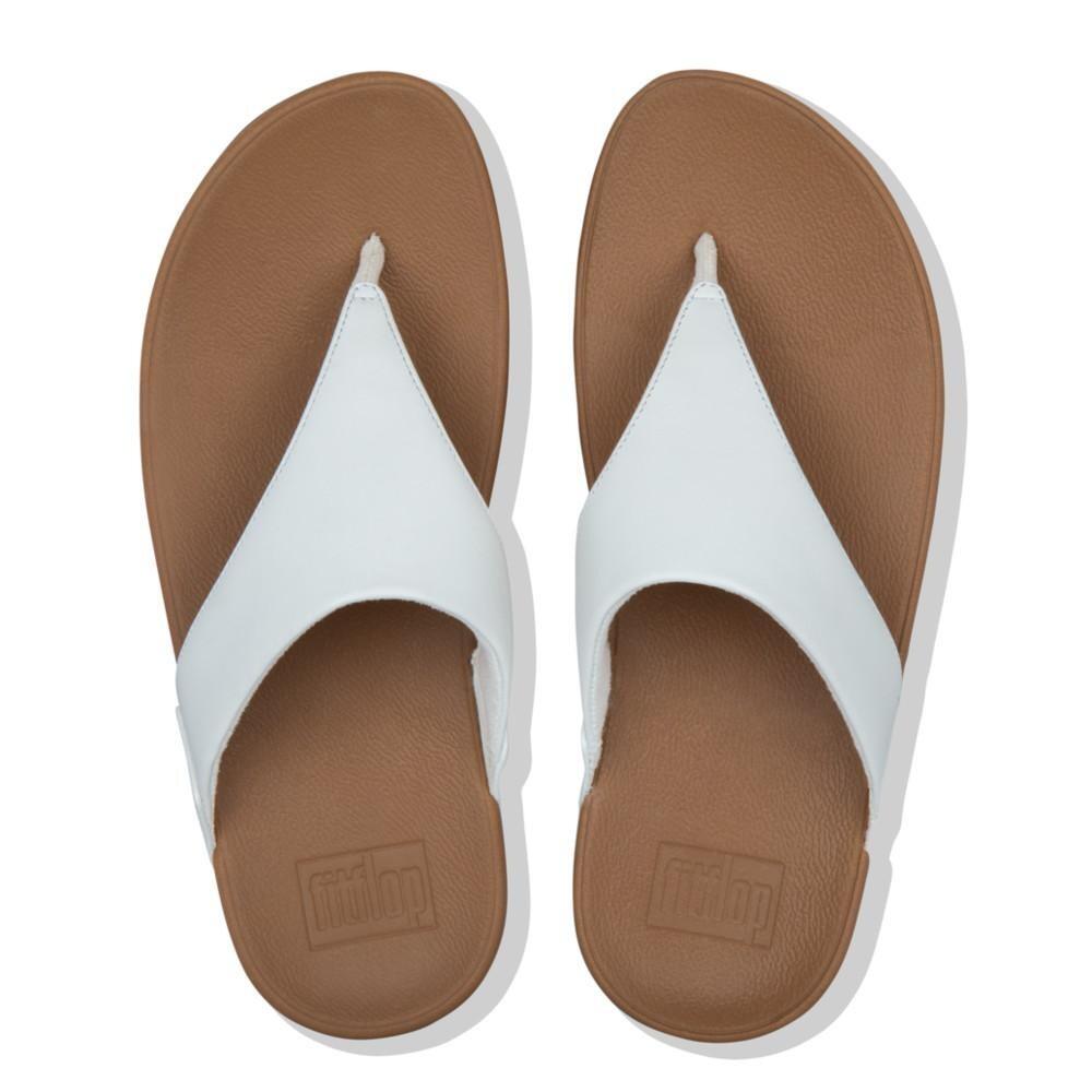 Chancla Mujer Fitflop Ergonomica Lulu Leather Toepost En Piel Blanca 3/5