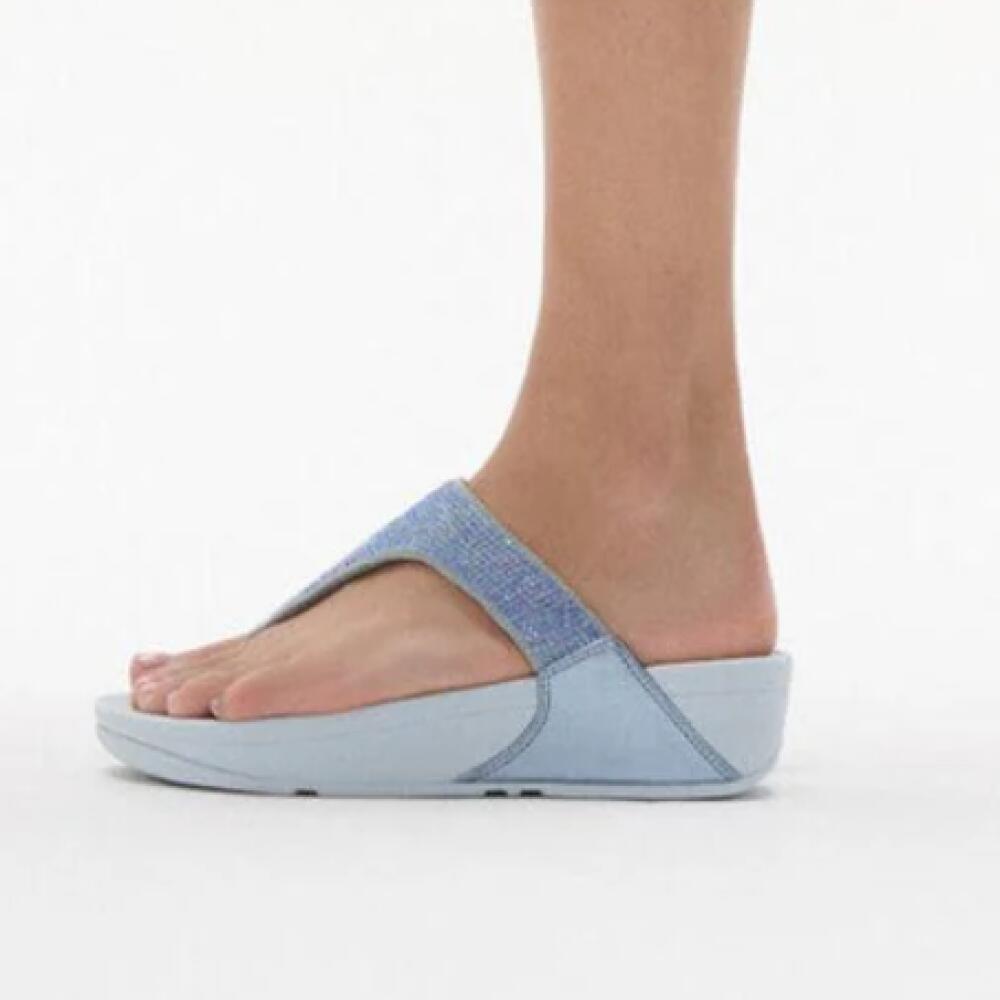 Chancla Ergonomica Mujer Fitflop Lulu Crystal Embellished  Azul 4/7