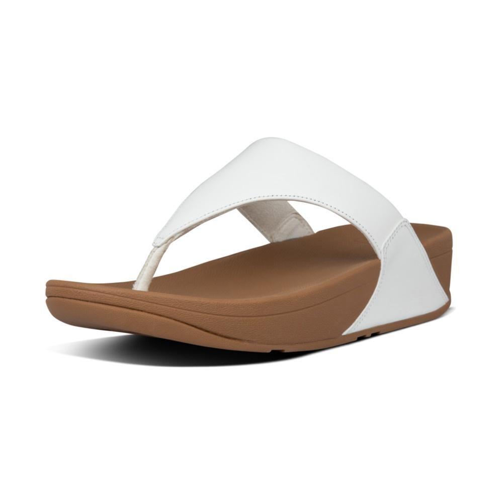 Chancla Mujer Fitflop Ergonomica Lulu Leather Toepost En Piel Blanca 2/5