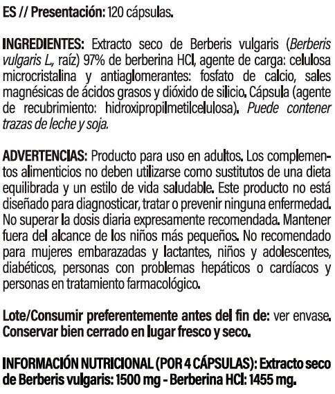 probióticos Life Pro Berberine 1500mg 120 vcaps. 2/6
