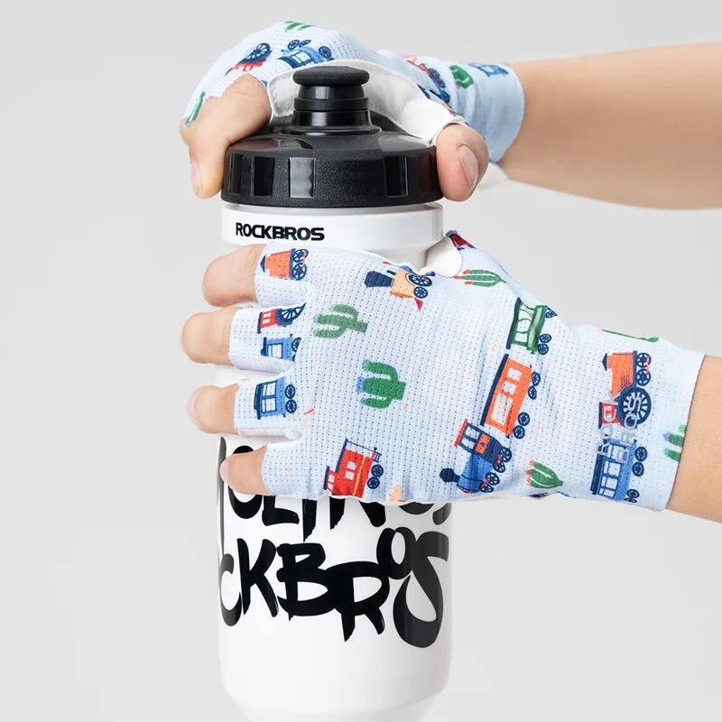 Gants de vélo pour enfants motif cartoon respirants demi-doigts 3/3