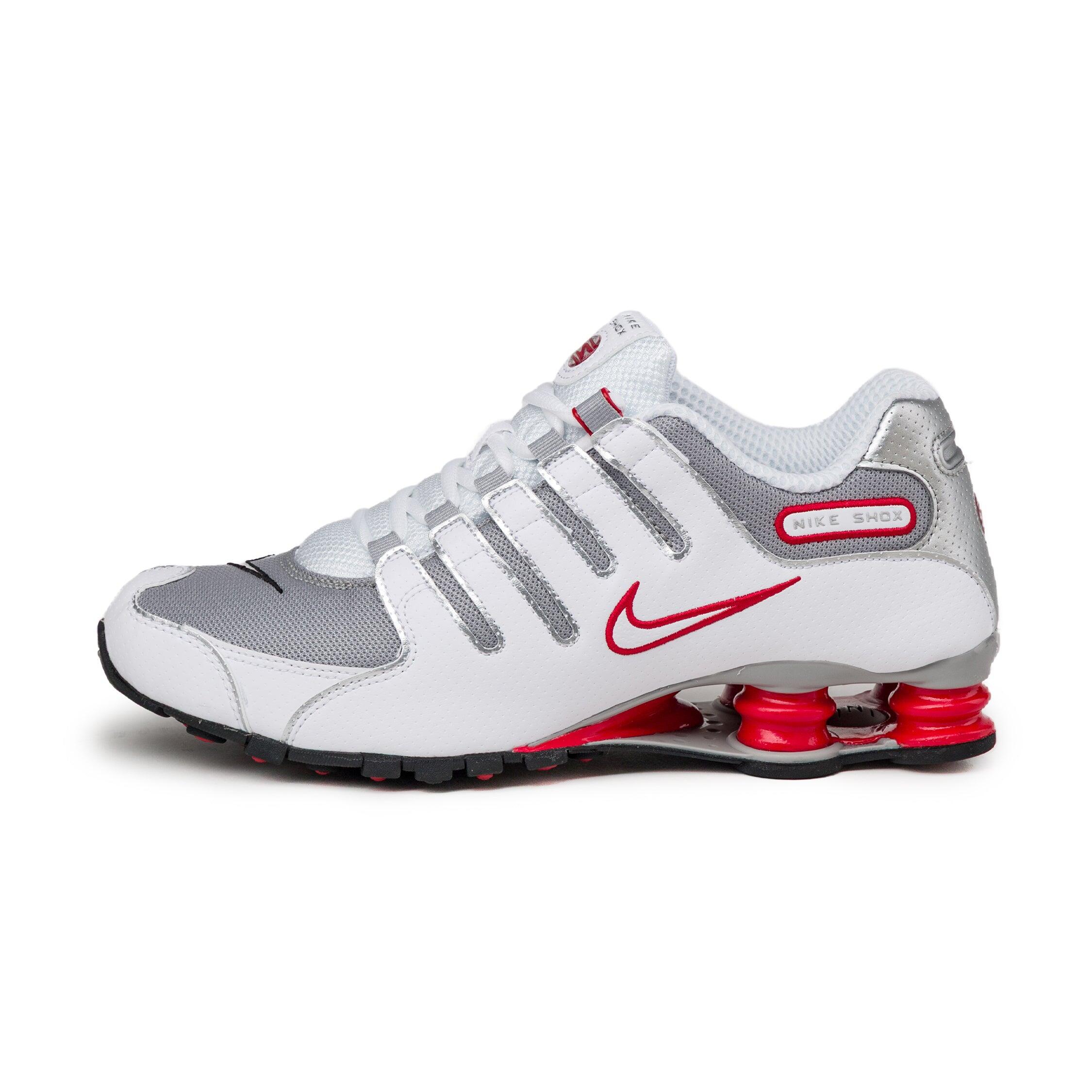 Nike Shox NZ pantofi sport bărbați albi cu roșu și argintiu metalizat