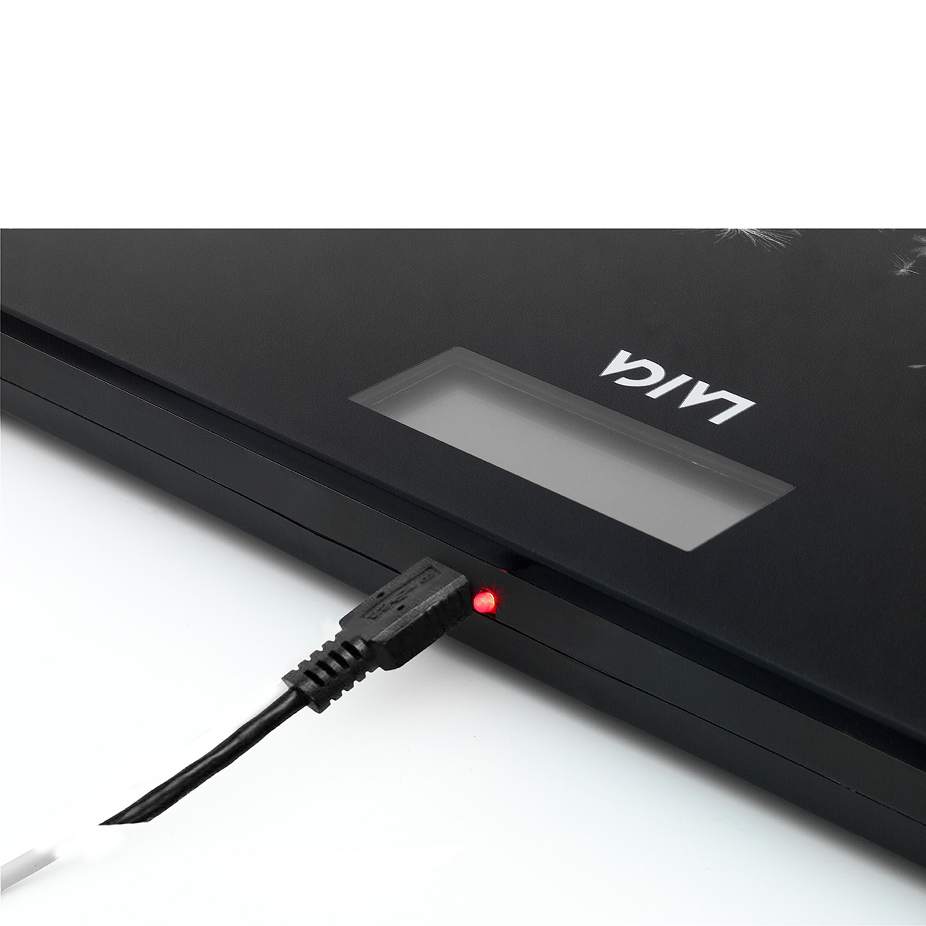 BALANÇA DIGITAL PS1080 PRETO 180 Kg. recarregável com cabo USB 3/4