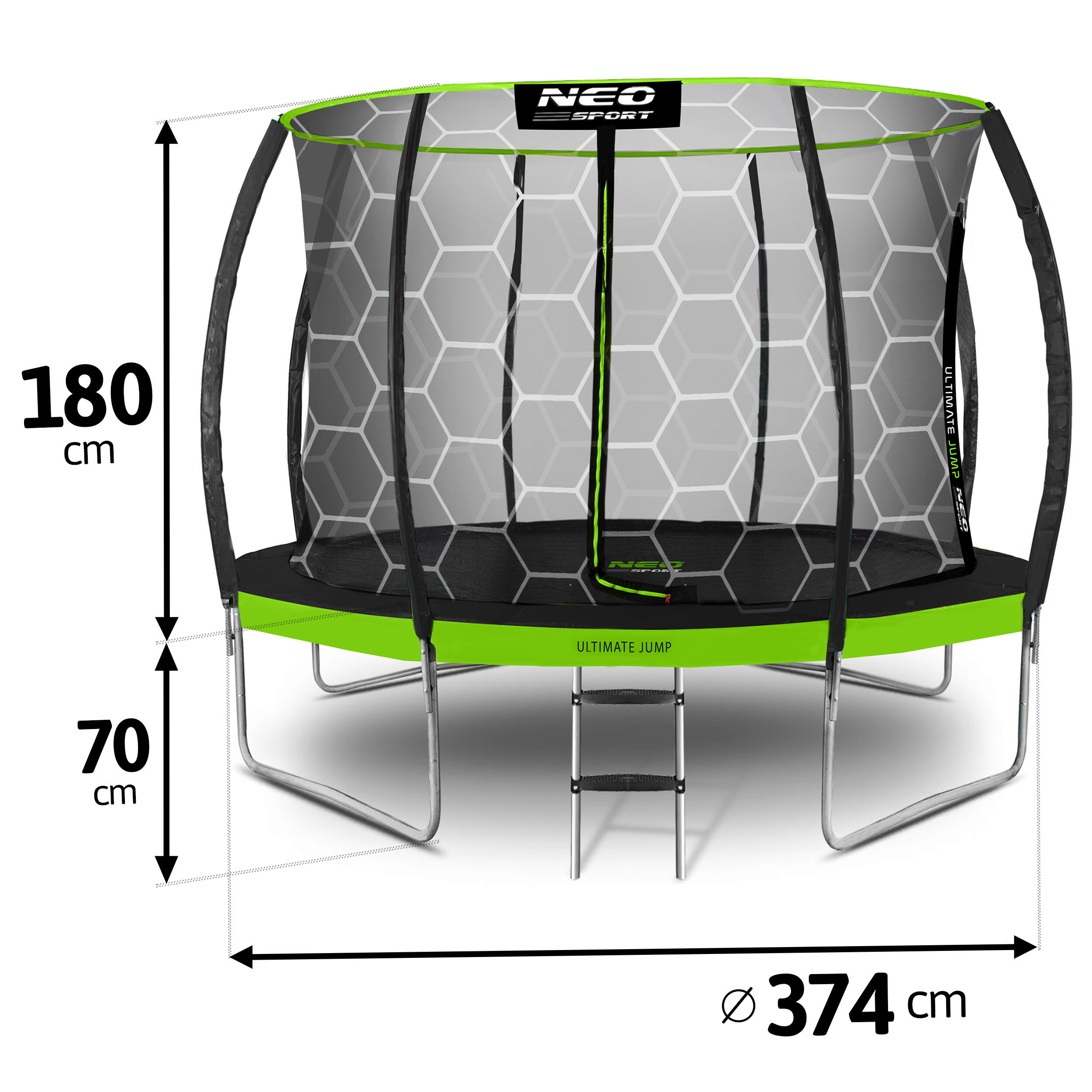 Trampolina ogrodowa Neo-Sport NS-12C221 Circle 374cm/12ft z siatką wewnętrzną 6/7
