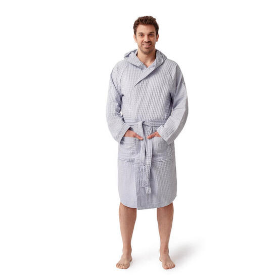 COGAL® - Bademantel für Herren aus Waffelpiqué, 100 % Baumwolle - Hellblau - L
