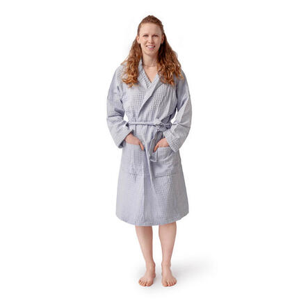 COGAL® - Bademantel für Damen aus Waffelpiqué, 100 % Baumwolle - Grey - XL