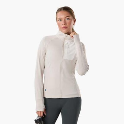 Dames hiking training sweater ademend ultra light tech midlayer full zip