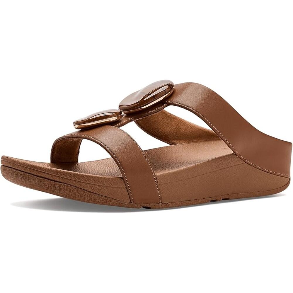 Fino Marbled-stone Slides Piel Camel – Chanclas Mujer 2/7