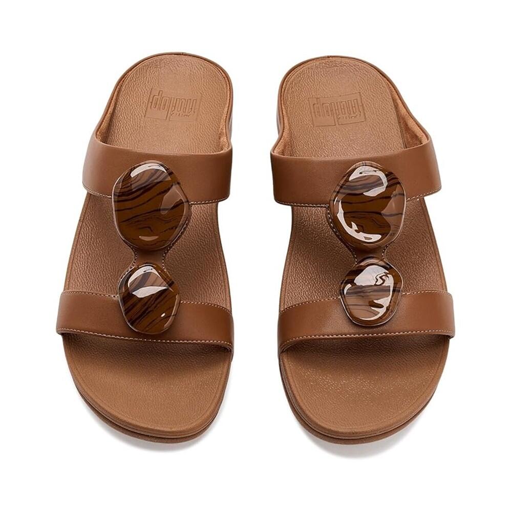 Fino Marbled-stone Slides Piel Camel – Chanclas Mujer 6/7