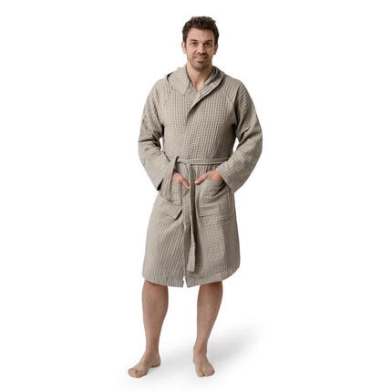 COGAL® - Bademantel für Herren aus Waffelpiqué, 100 % Baumwolle - Hellblau - L
