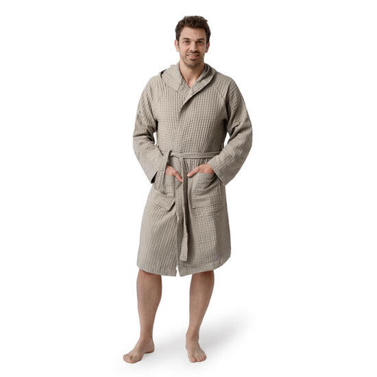 COGAL® - Bademantel für Herren aus Waffelpiqué, 100 % Baumwolle - Hellblau - L