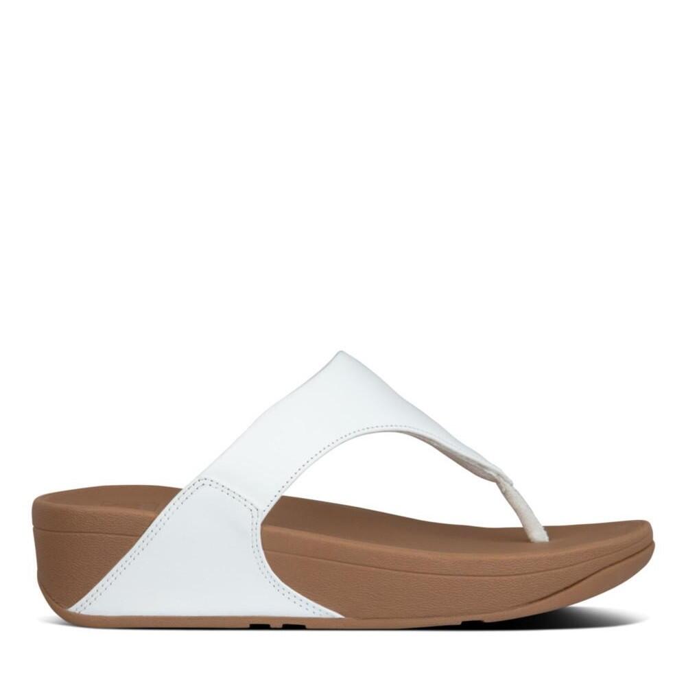 Chancla Mujer Fitflop Ergonomica Lulu Leather Toepost En Piel Blanca 1/5