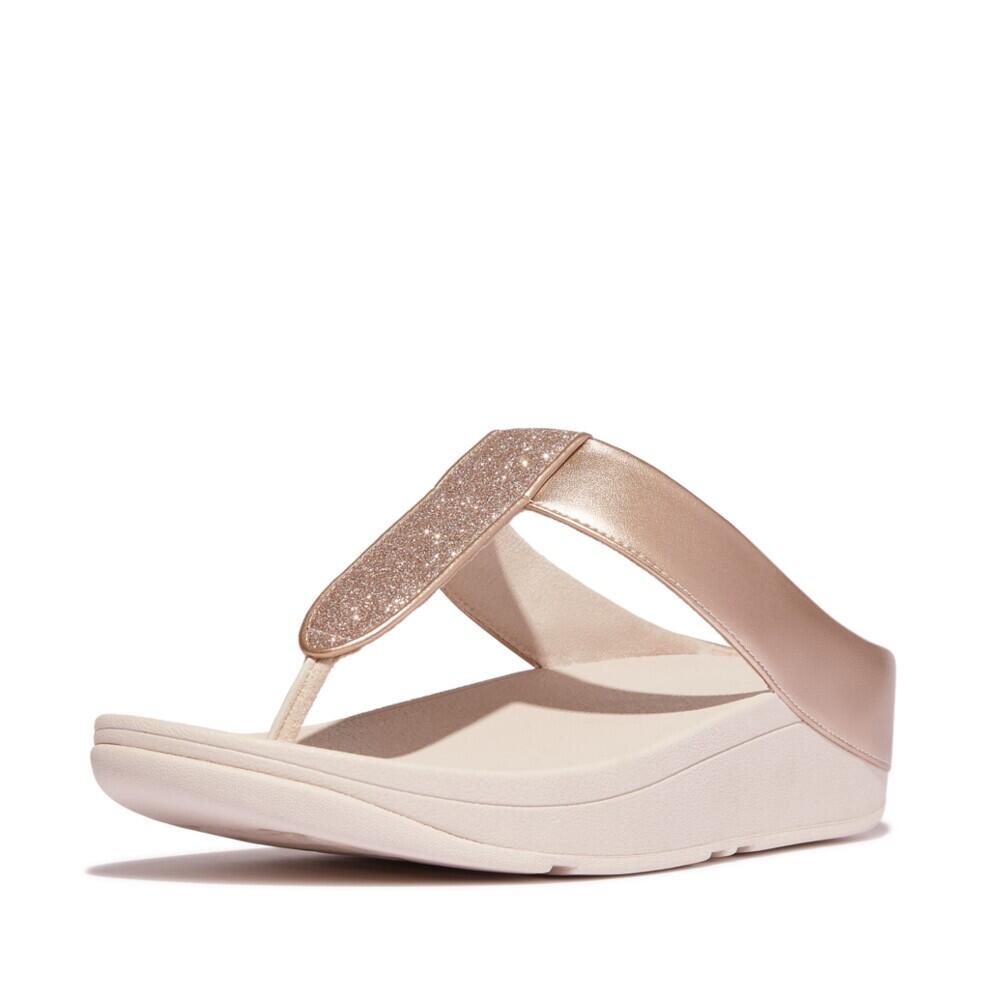 Comda Chancla Ergonomica Mujer Fitflop Fino Glitterdust Metal Rosa 4/5