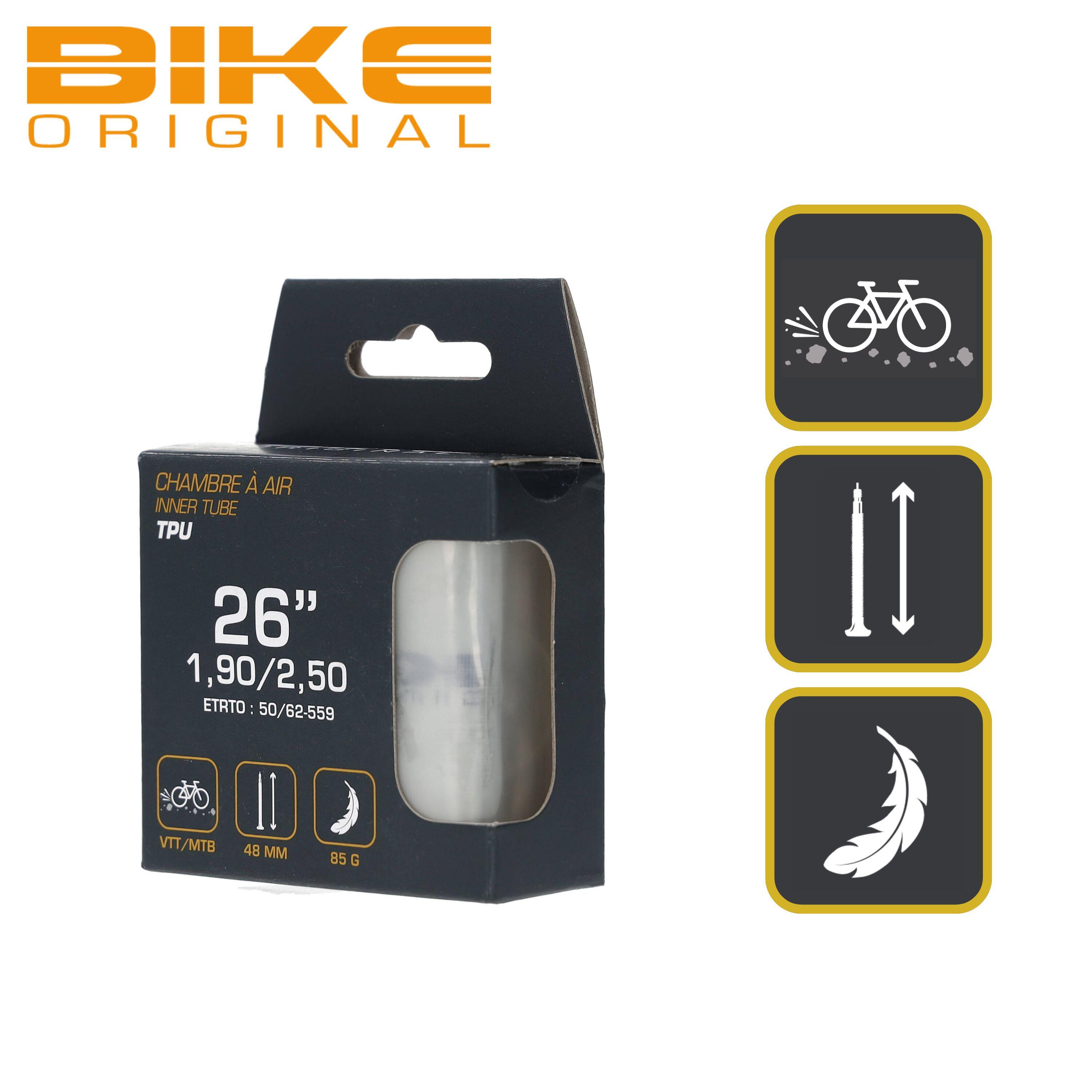 Lot de 2 Chambres à Air TPU VTT 26" – Ultra Légère 85 g – Valve Presta 48 mm 5/6