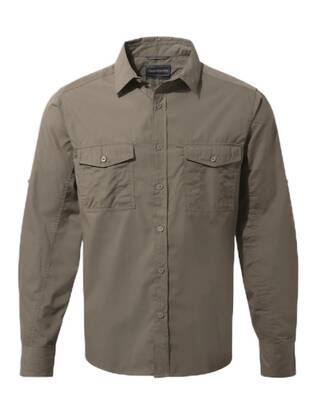 Craghoppers Men's Kiwi Long-Sleeved Shirt Pebble