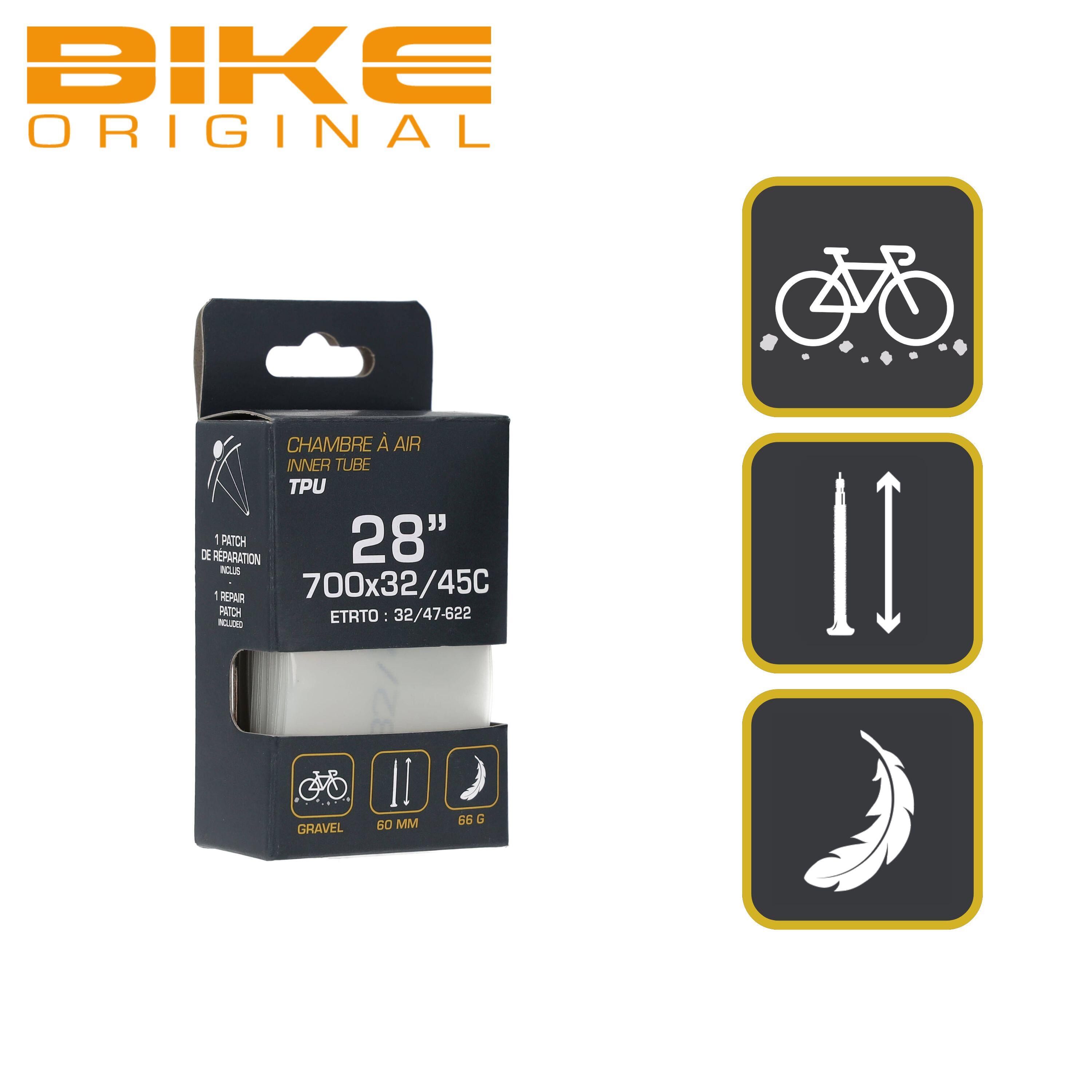 Lot de 2 Chambres à air vélo TPU- 700 x 32/45C – Presta – Gravel / VTC - 66 g 5/6
