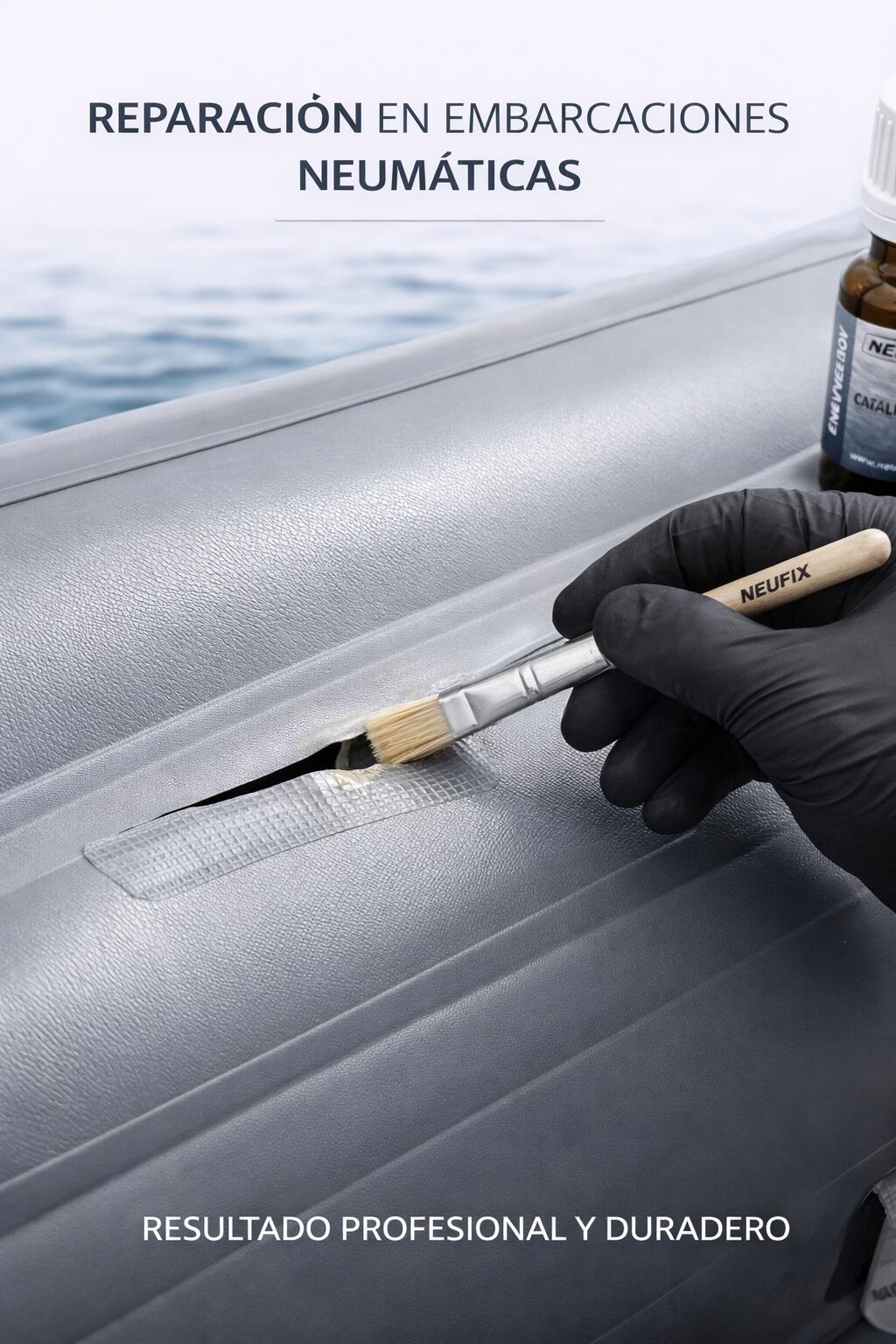 NEUFIX Kit Riparazione PVC – Adesivo Nautico per Gommoni, Kayak e SUP 3/7