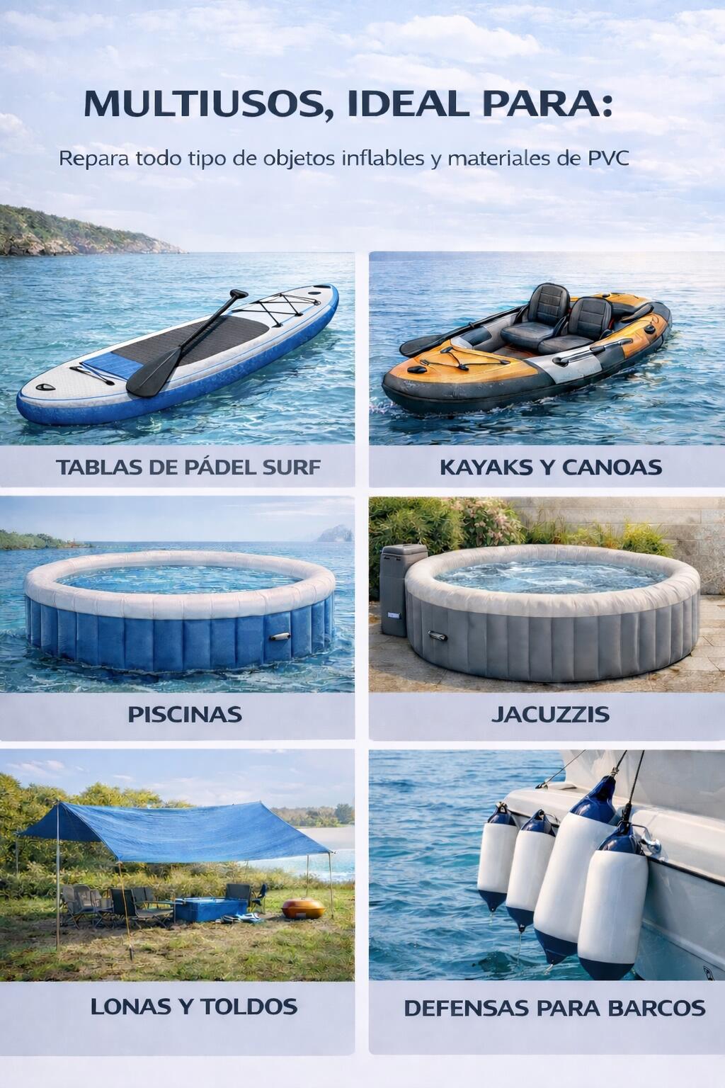 NEUFIX Kit Riparazione PVC – Adesivo Nautico per Gommoni, Kayak e SUP 7/7