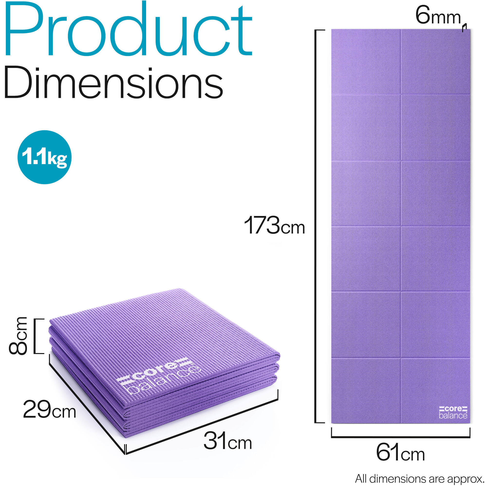 Core Balance Foldable Travel Yoga Mat Non Slip PVC Foam