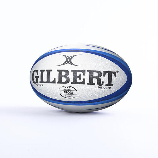 Ballon de rugby Match Atom Gilbert Blanc et bleu Taille 4.5