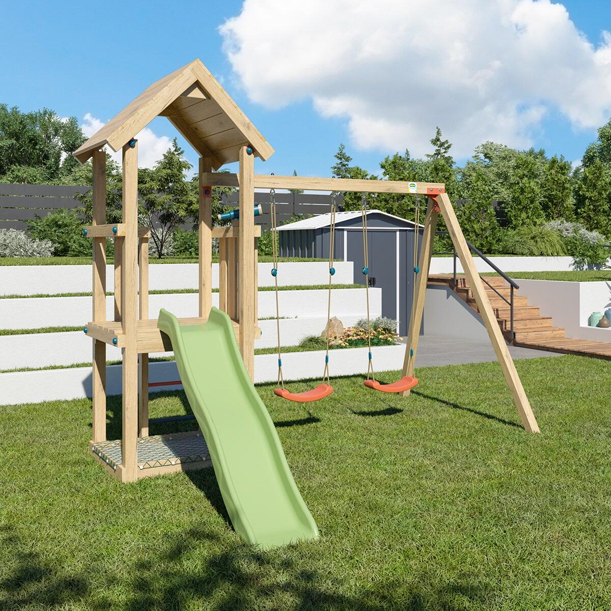 Aire de jeux en bois EASY XPLORER 2 TRIGANO - 6 enfants 6/7