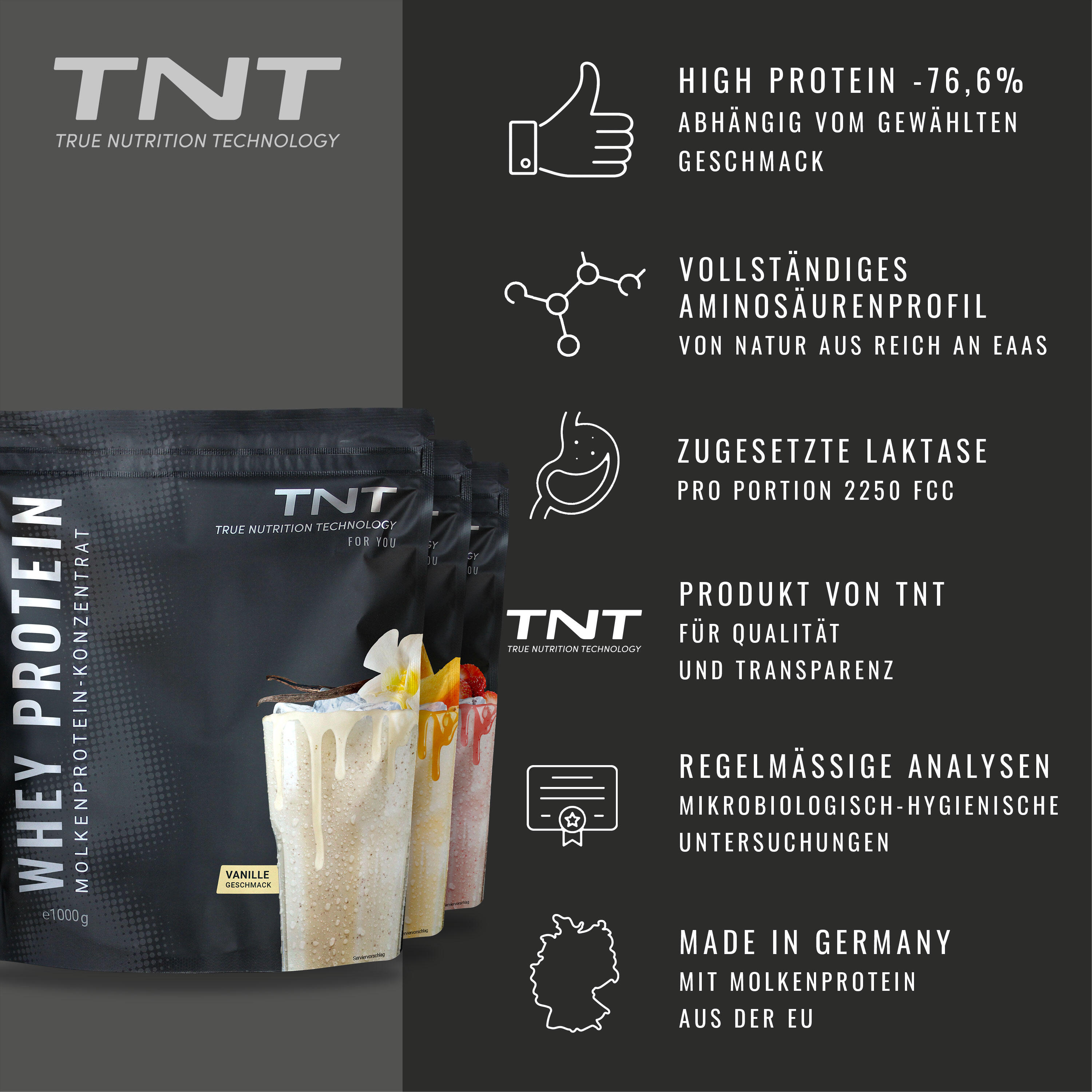Whey Protein Konzentrat / Eiweißpulver - Pistazien-Eis (1000g) 5/7