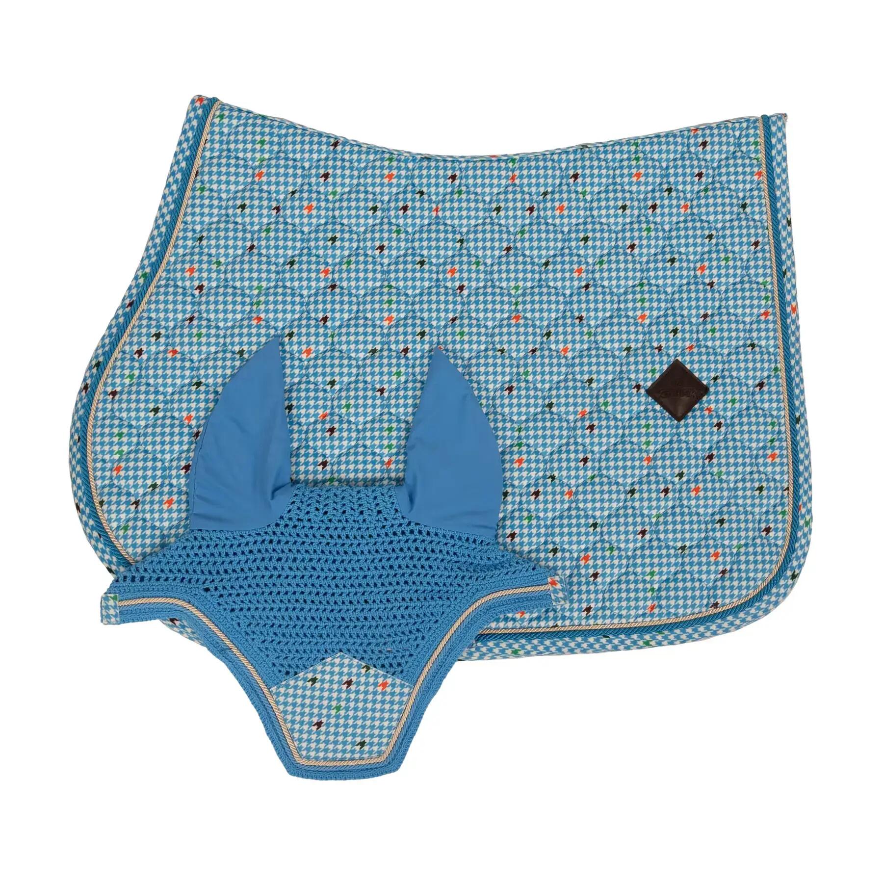 Zadeldoek velvet horse pied de poule navy colorfull pony 2/5