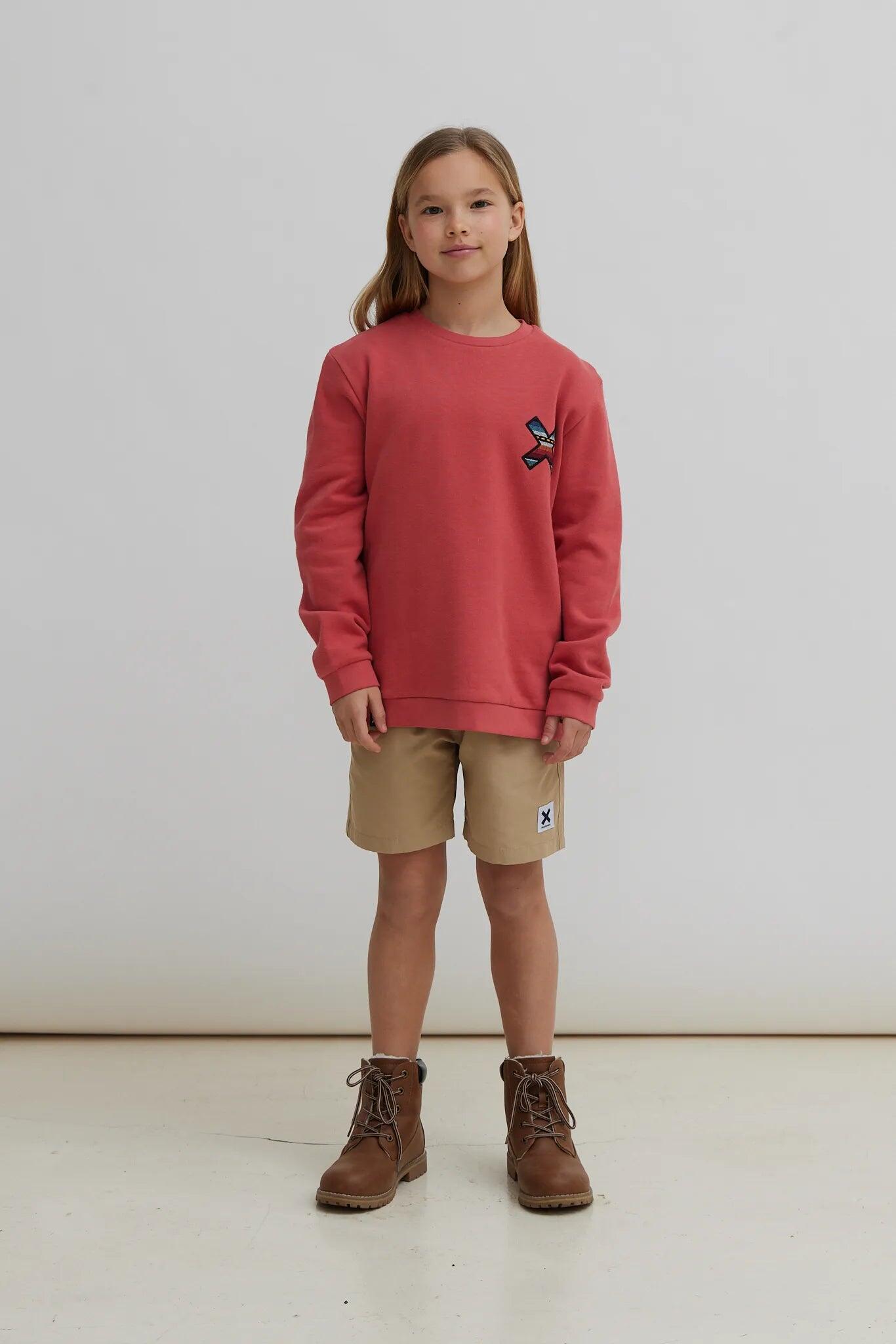 Sudadera Kids Blue Banana Roja de Algodón 100% Orgánico 3/4