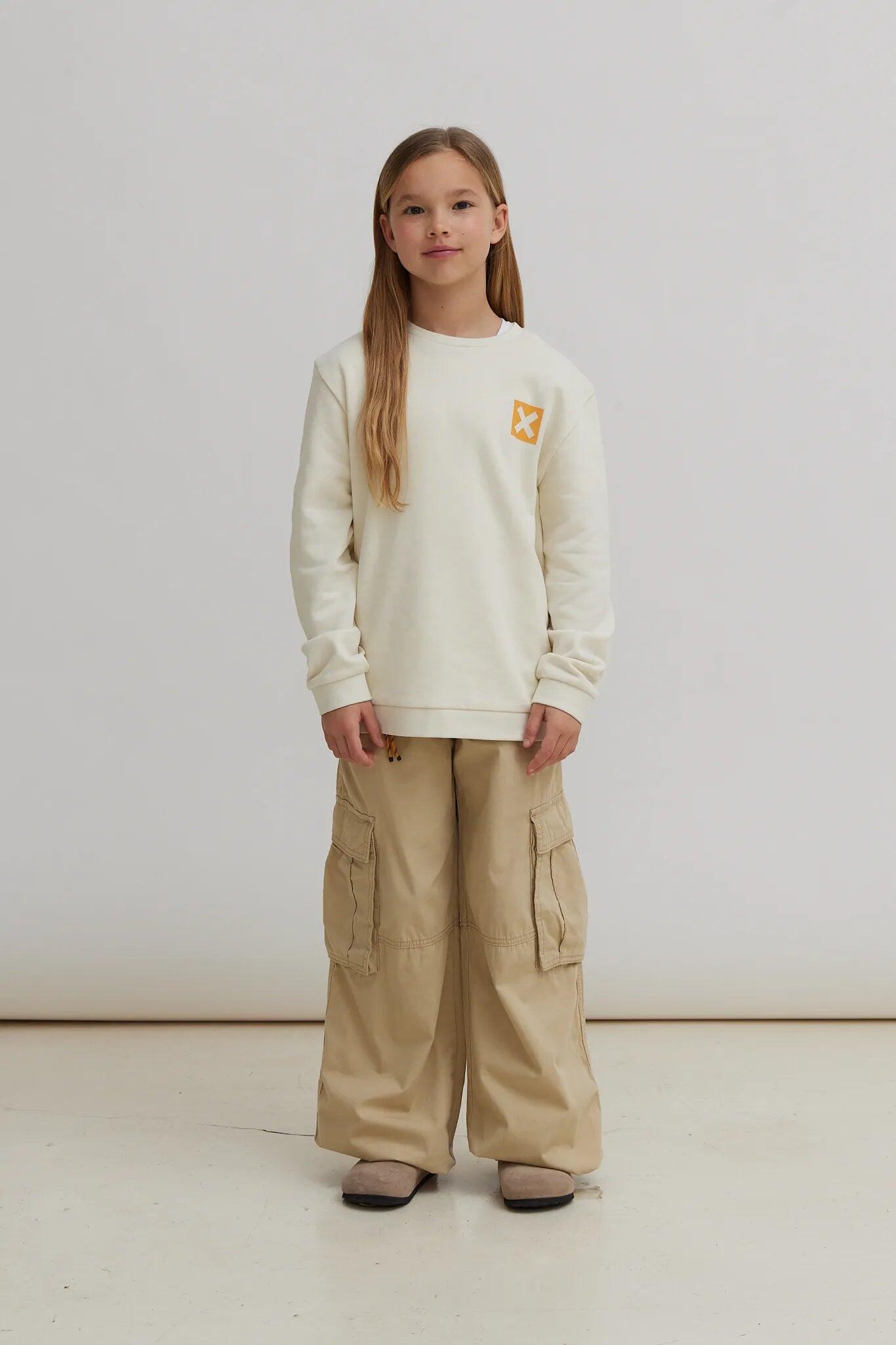 Sudadera Kids Blue Banana Blanco Roto de Algodón 100% Orgánico 3/4