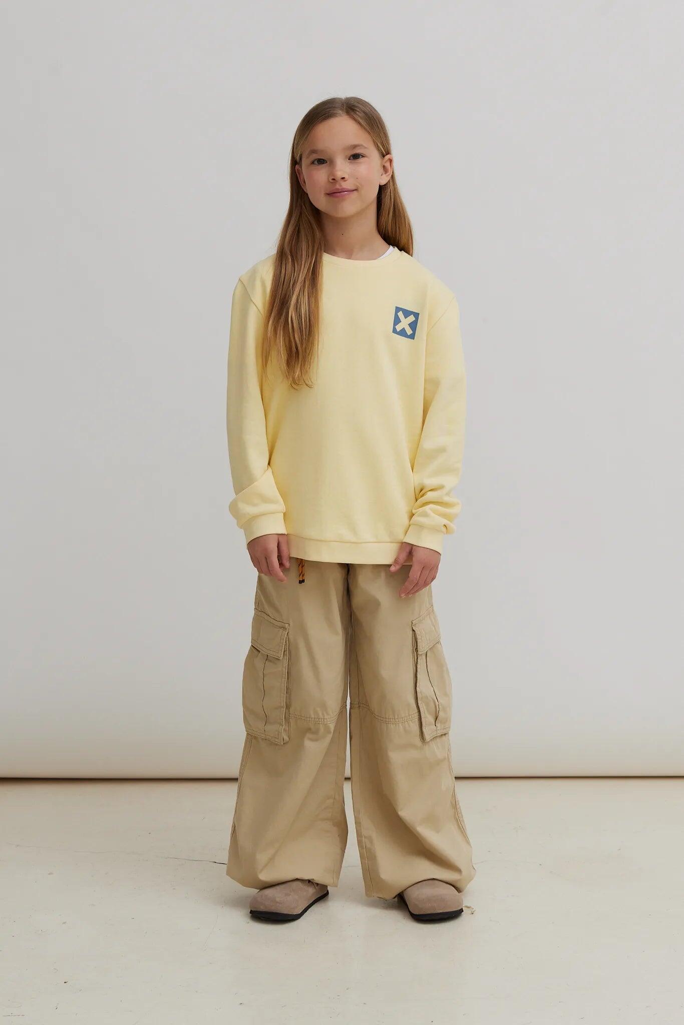 Sudadera Kids Blue Banana Light Yellow de Algodón 100% Orgánico 3/4