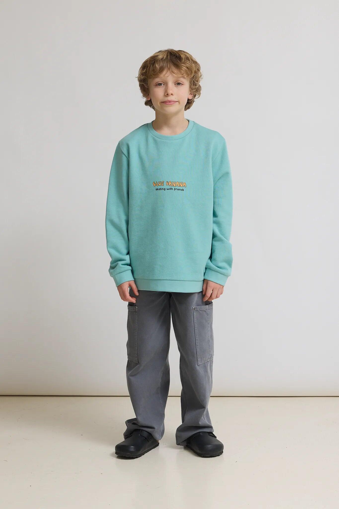 Sudadera Kids Blue Banana Acqua de Algodón 100% Orgánico 3/4