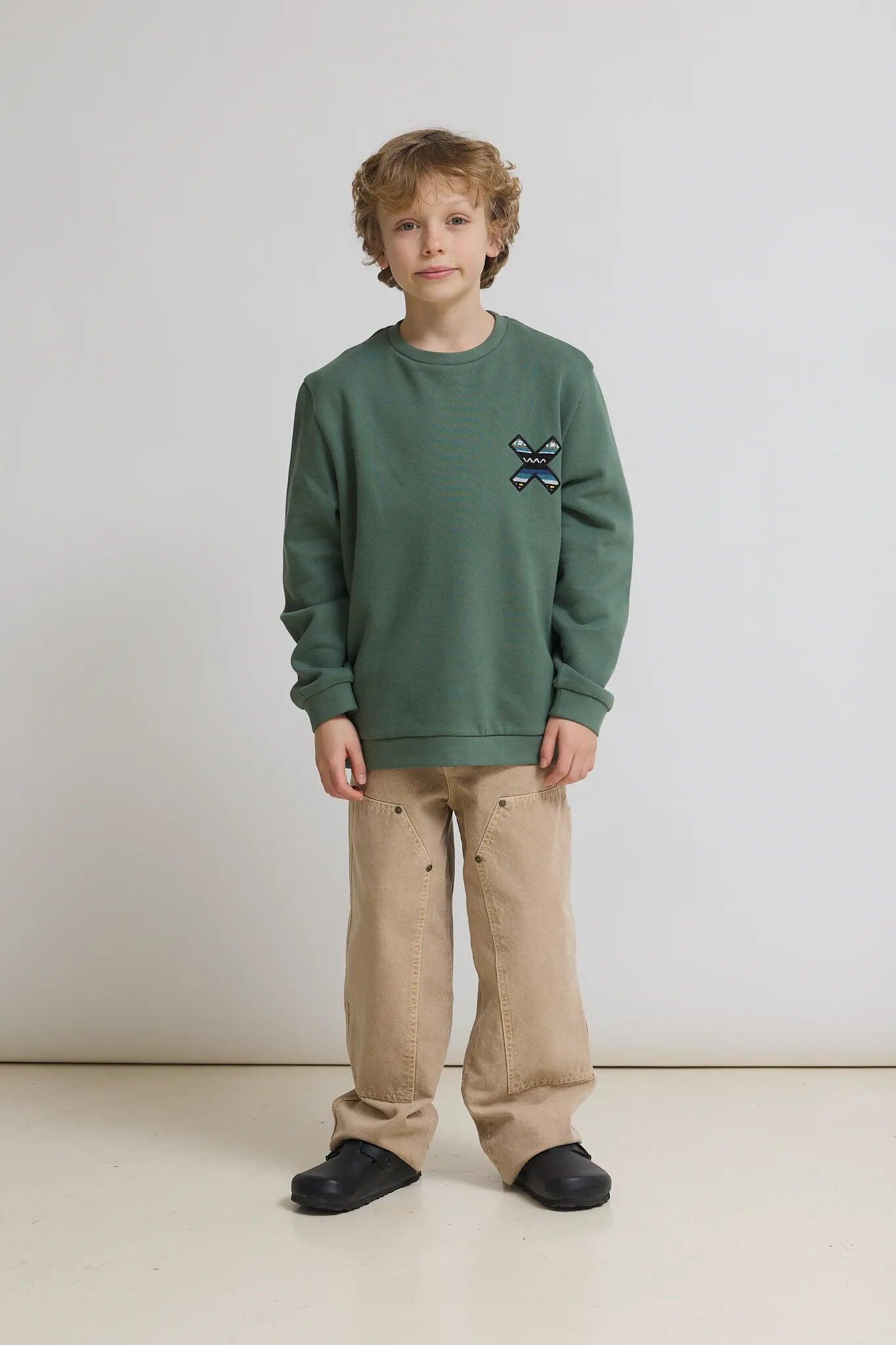 Sudadera Kids Blue Banana Pine Green de Algodón 100% Orgánico 3/4