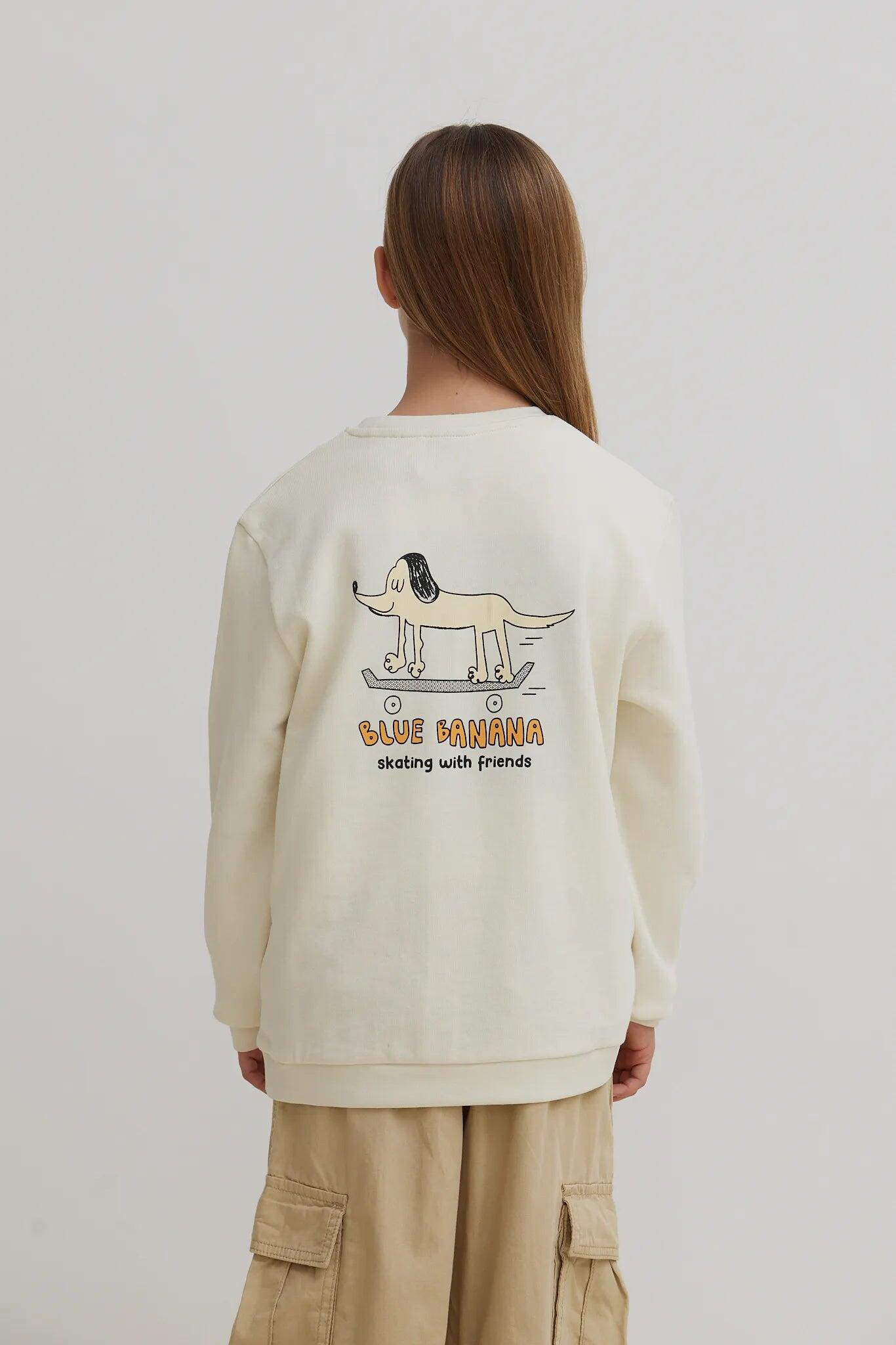 Sudadera Kids Blue Banana Blanco Roto de Algodón 100% Orgánico 2/4