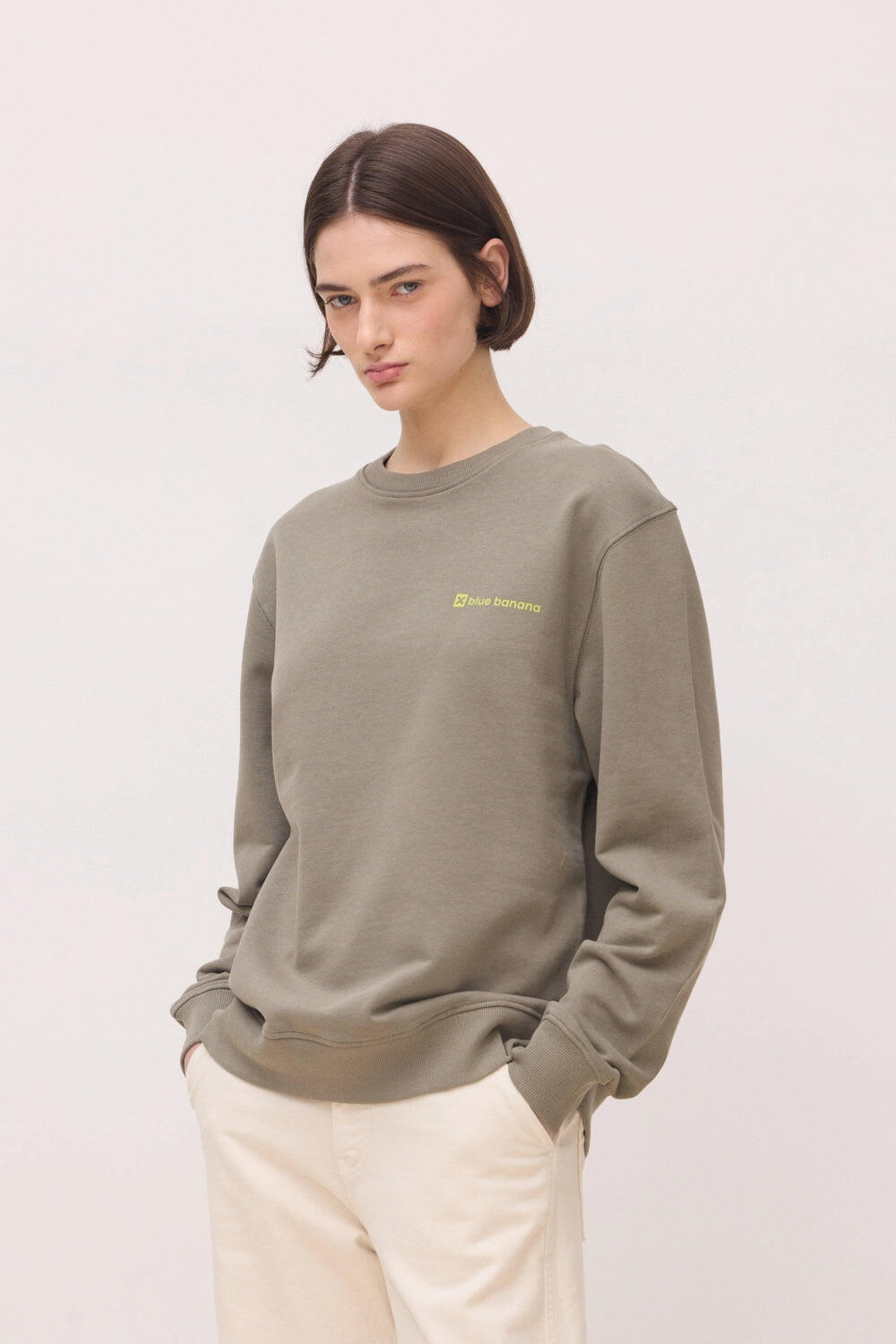 Sudadera Blue Banana Olive Green de Algodón 100% Orgánico 4/7