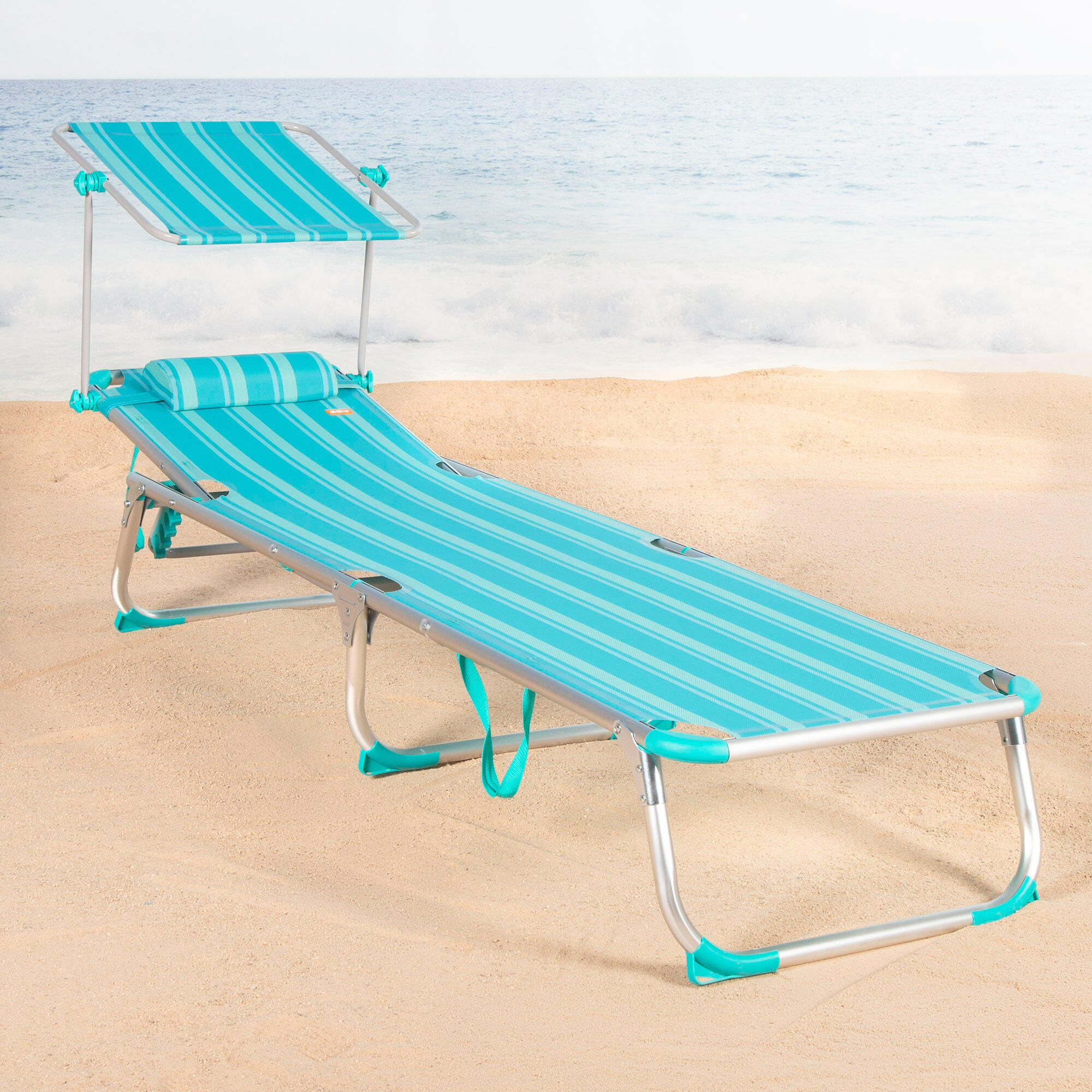 Transat de plage pliable Aktive 186x49x30 cm 110 kg 5 positions 3/7