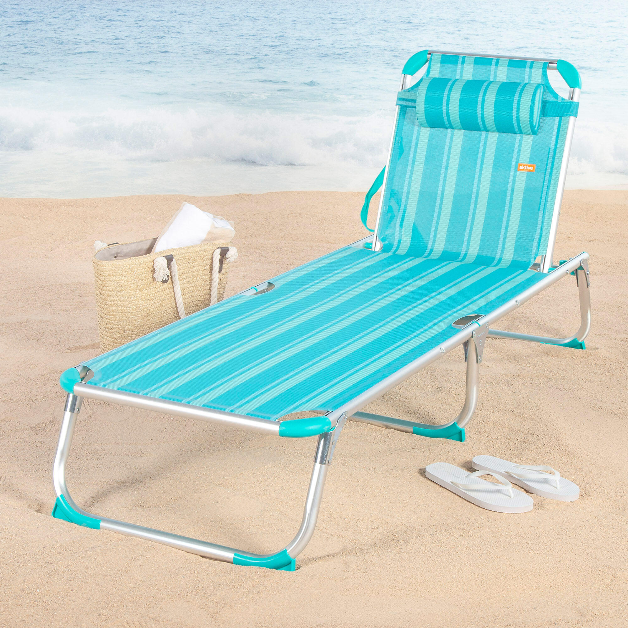 Espreguiçadeira de praia dobrável Aktive 186x49x30 cm máx. 110 kg 5 posições 2/7