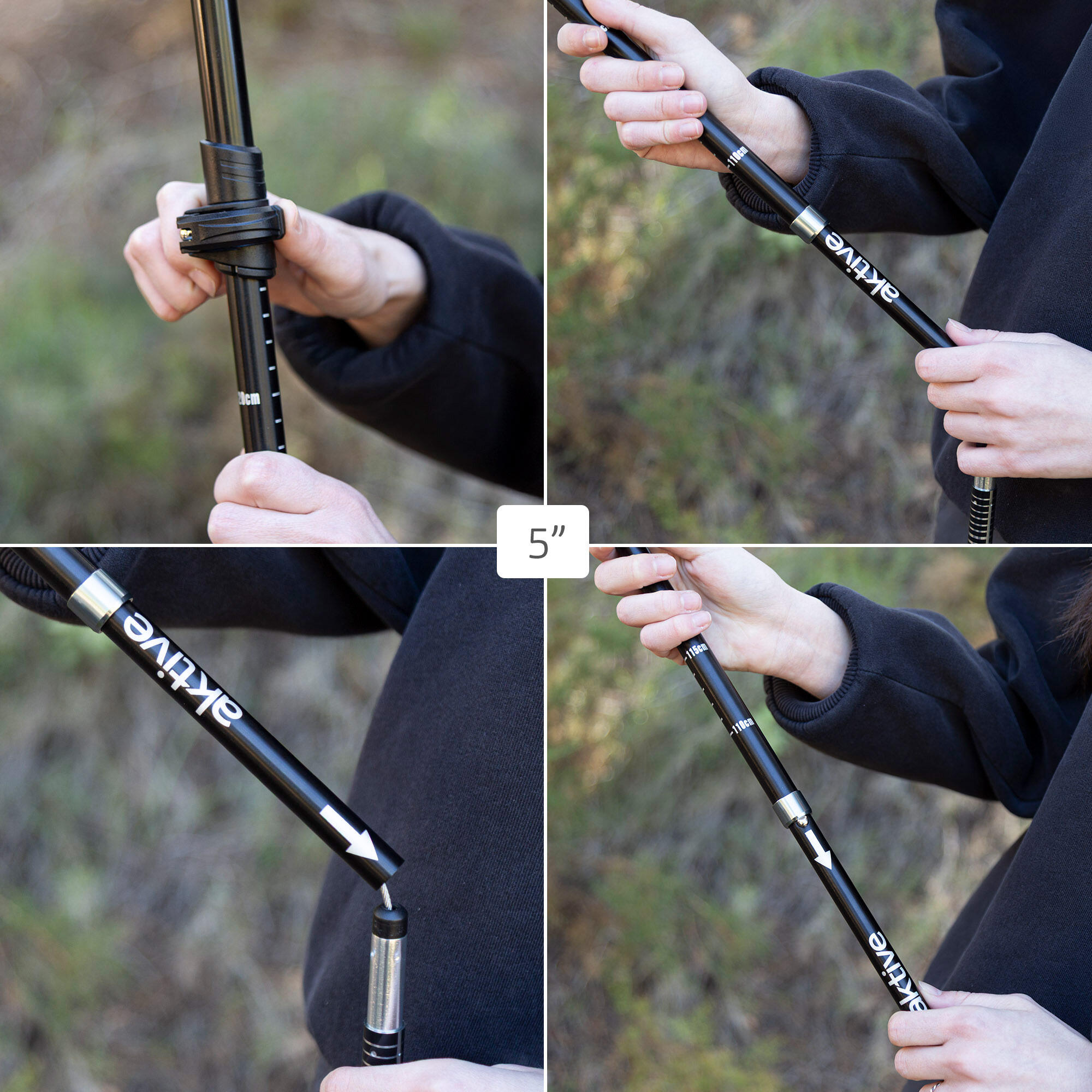Bastone da trekking ultraleggero estensibile da 107 a 125 cm in alluminio 3/7