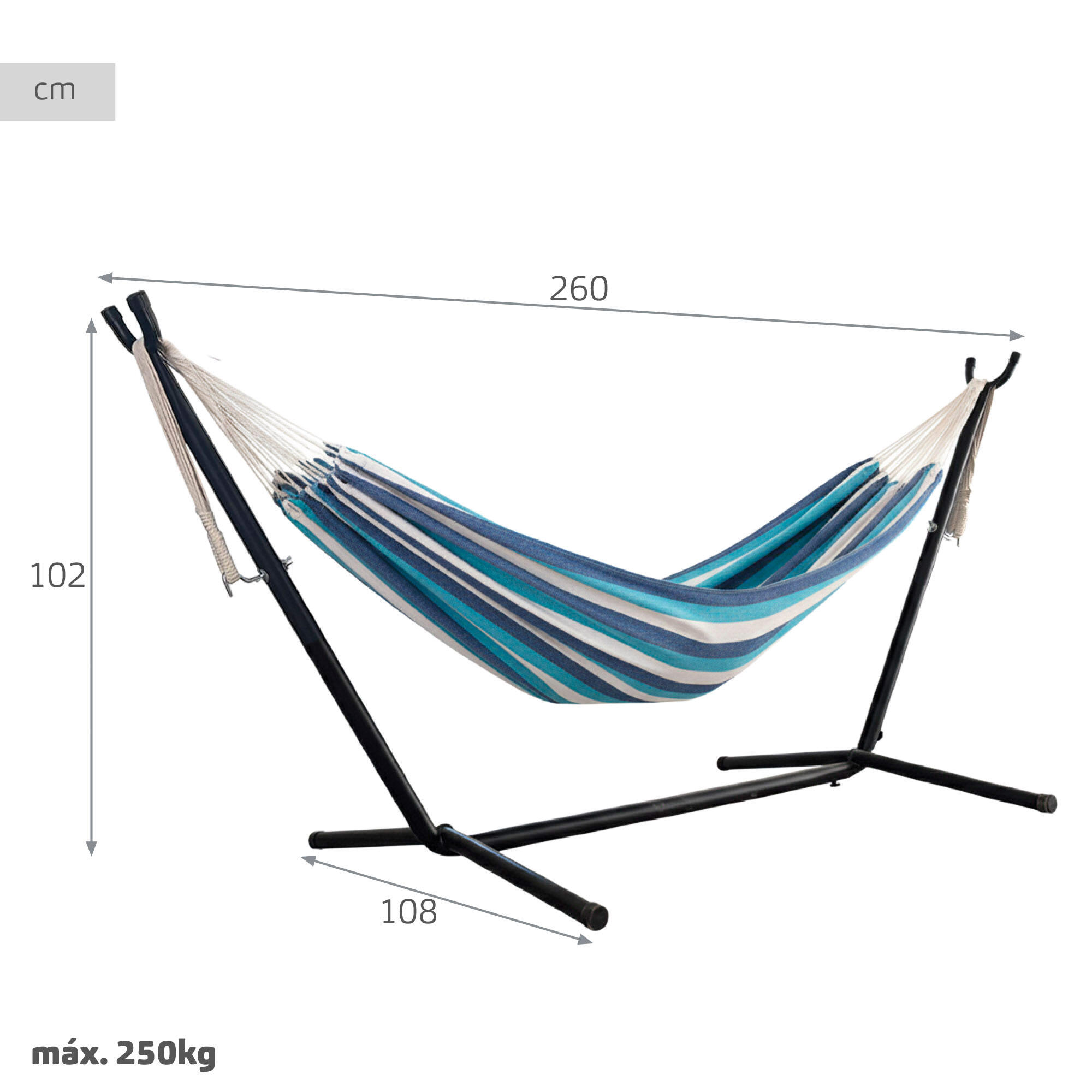 Hamac autoportant avec structure en acier et tissu en polyester 4/7