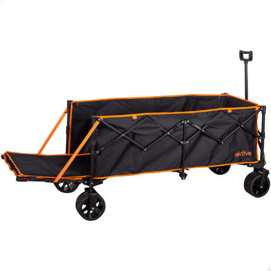 Chariot de plage pliable XXL en acier et Oxford 4 roues et porte pliante