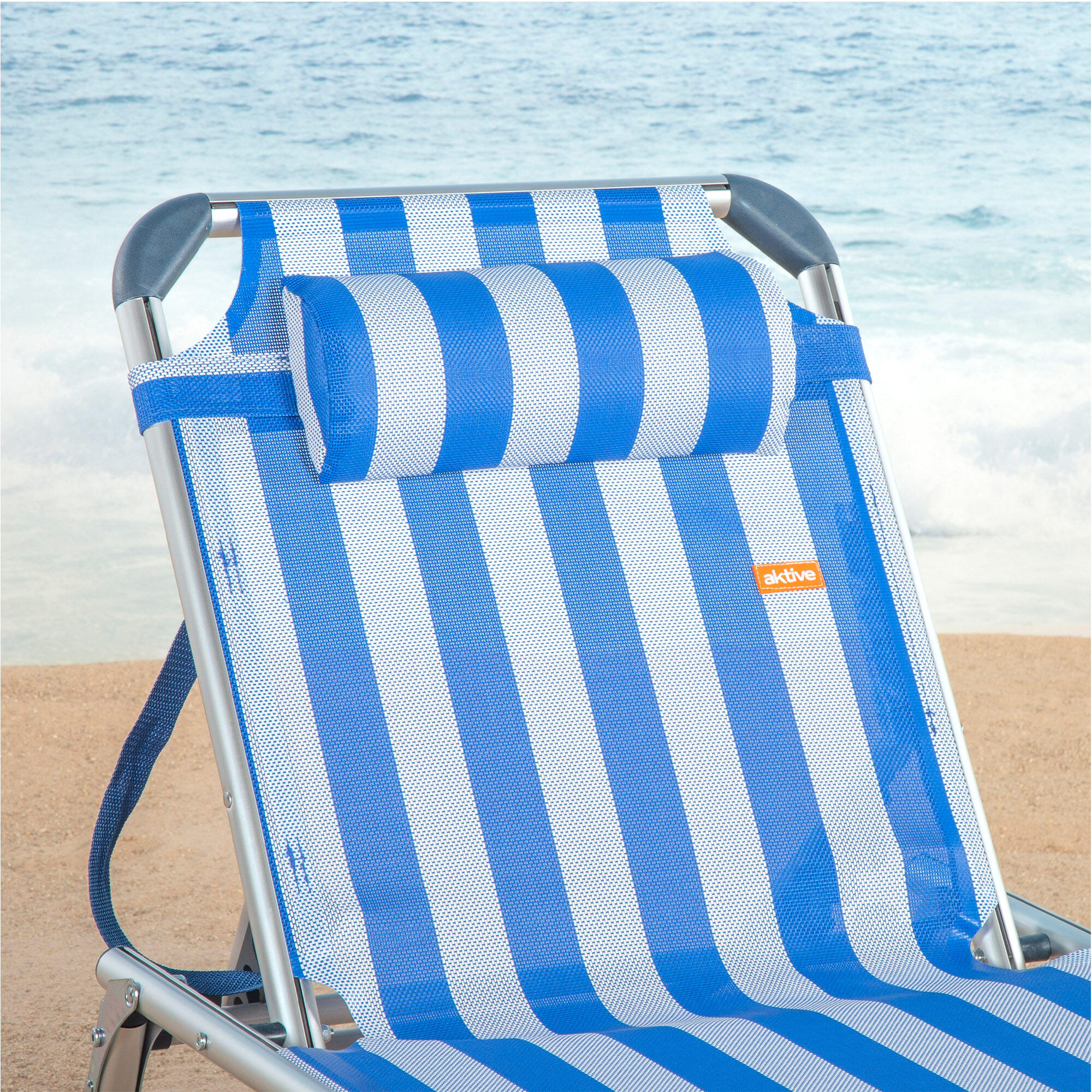 Lettino da spiaggia pieghevole Aktive 186x49x30 cm max. 110 kg 5 posizioni 6/7