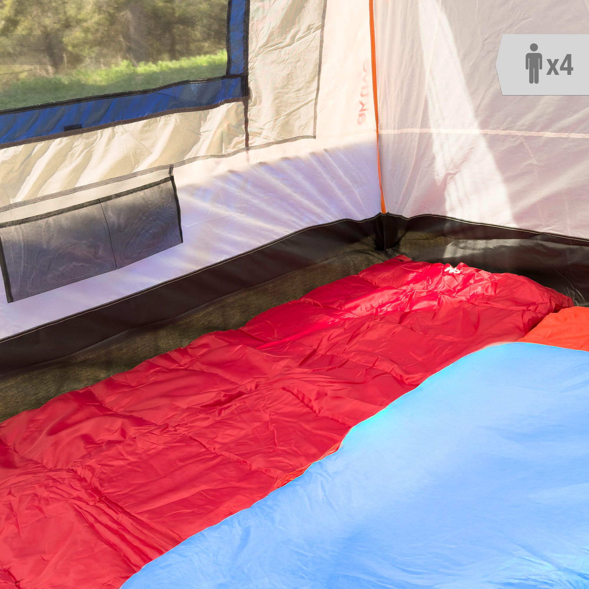 Tente 4 personnes avec auvent 250x350x200 cm grise et bleue 5/7