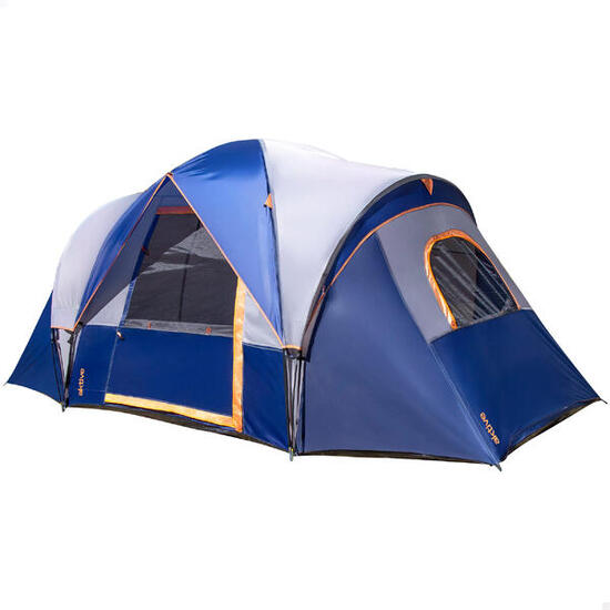 Tente 6 personnes avec 3 chambres 455x220x190 cm grise et bleue