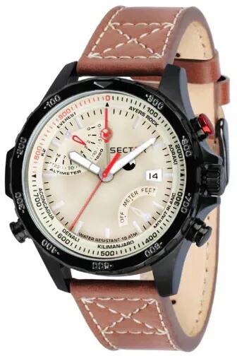 Sector Orologio da uomo con cinturino in pelle, quadrante crema, 48 mm 1/1