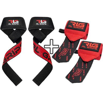 Straps + polsini da palestra RL Grips Bianco e Nero