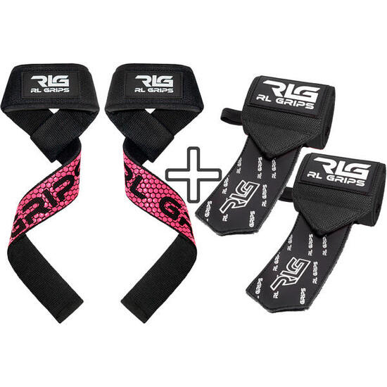 Straps + polsini da palestra RL Grips Bianco e Nero