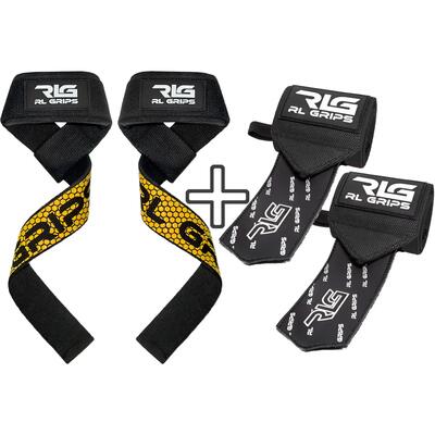 Straps + polsini da palestra RL Grips Bianco e Nero